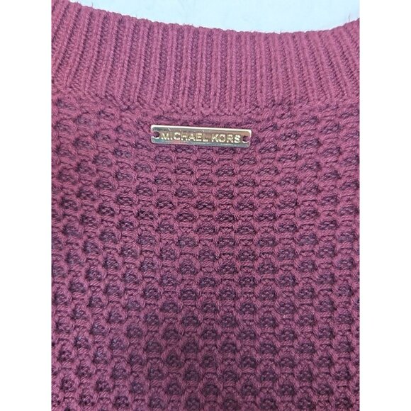 Michael Kors Crochet V Neck Sweater Long Sleeve Maroon Size XL - Picture 3 of 5